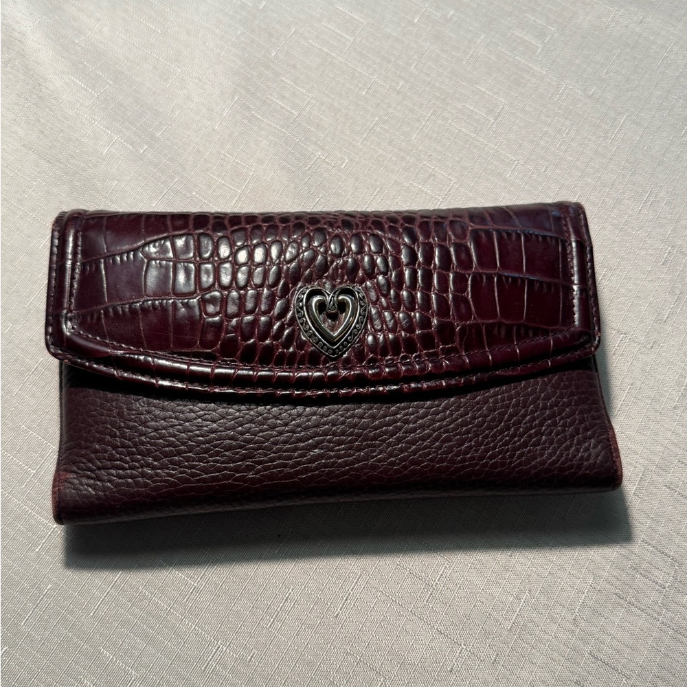 Brighton Deep Burgundy Croc-Embossed Clutch